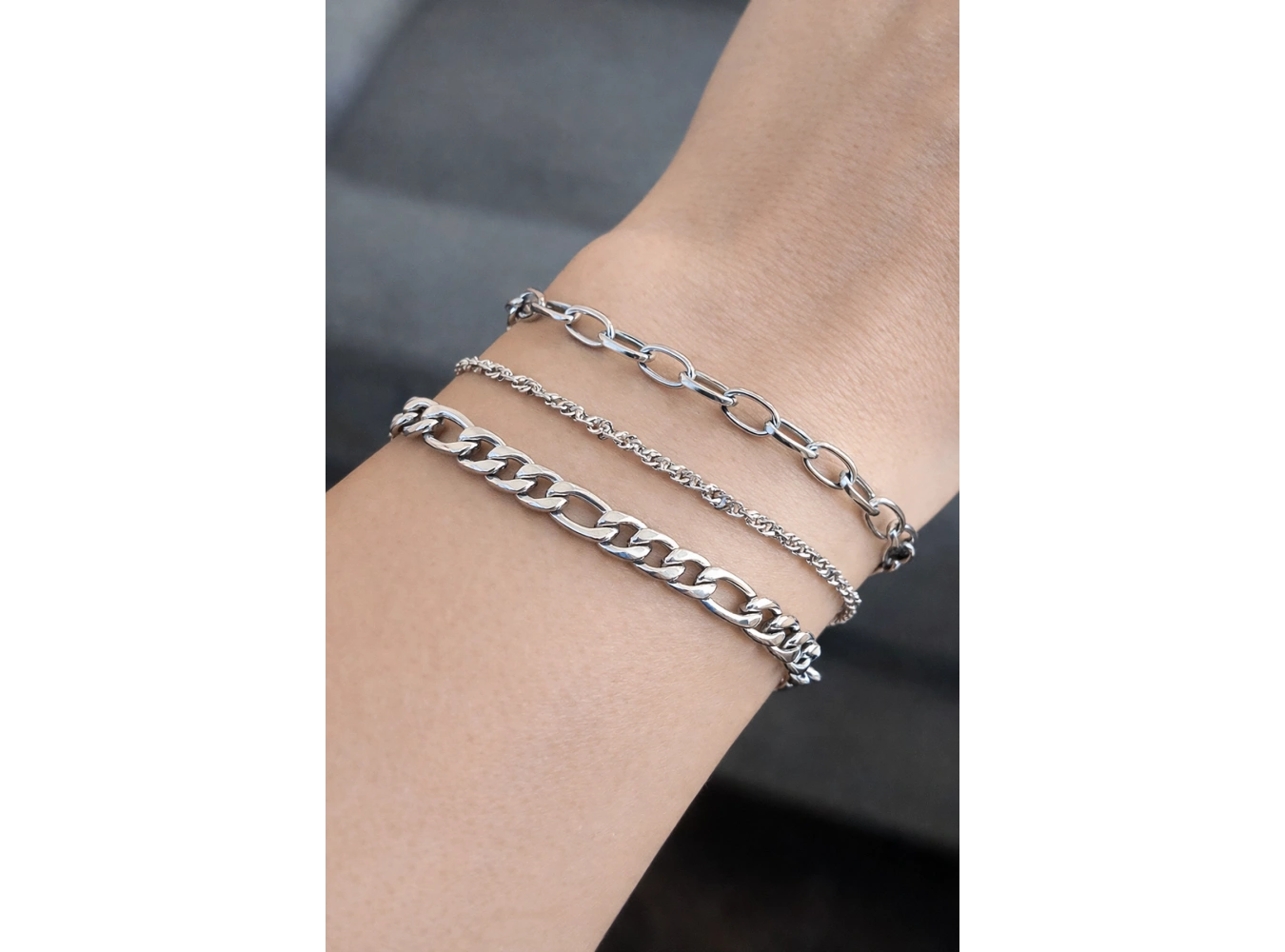 Gümüş Renk 3lü Çelik Bileklik