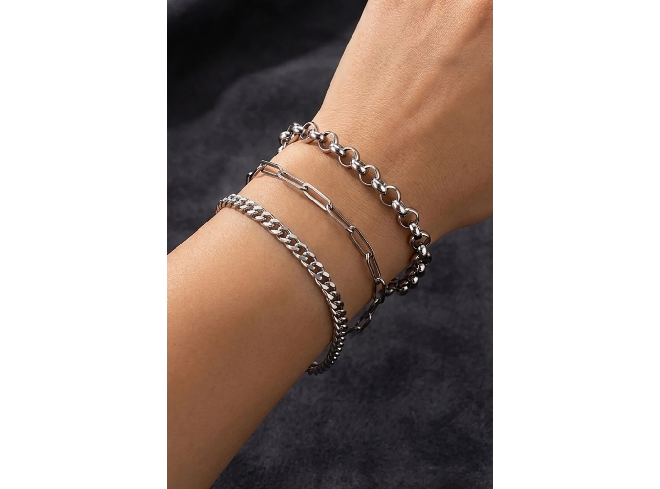 Gümüş Renk 3lü Çelik Bileklik