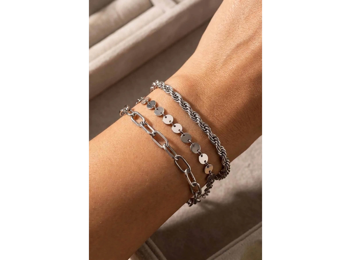 Gümüş Renk 3lü Çelik Bileklik