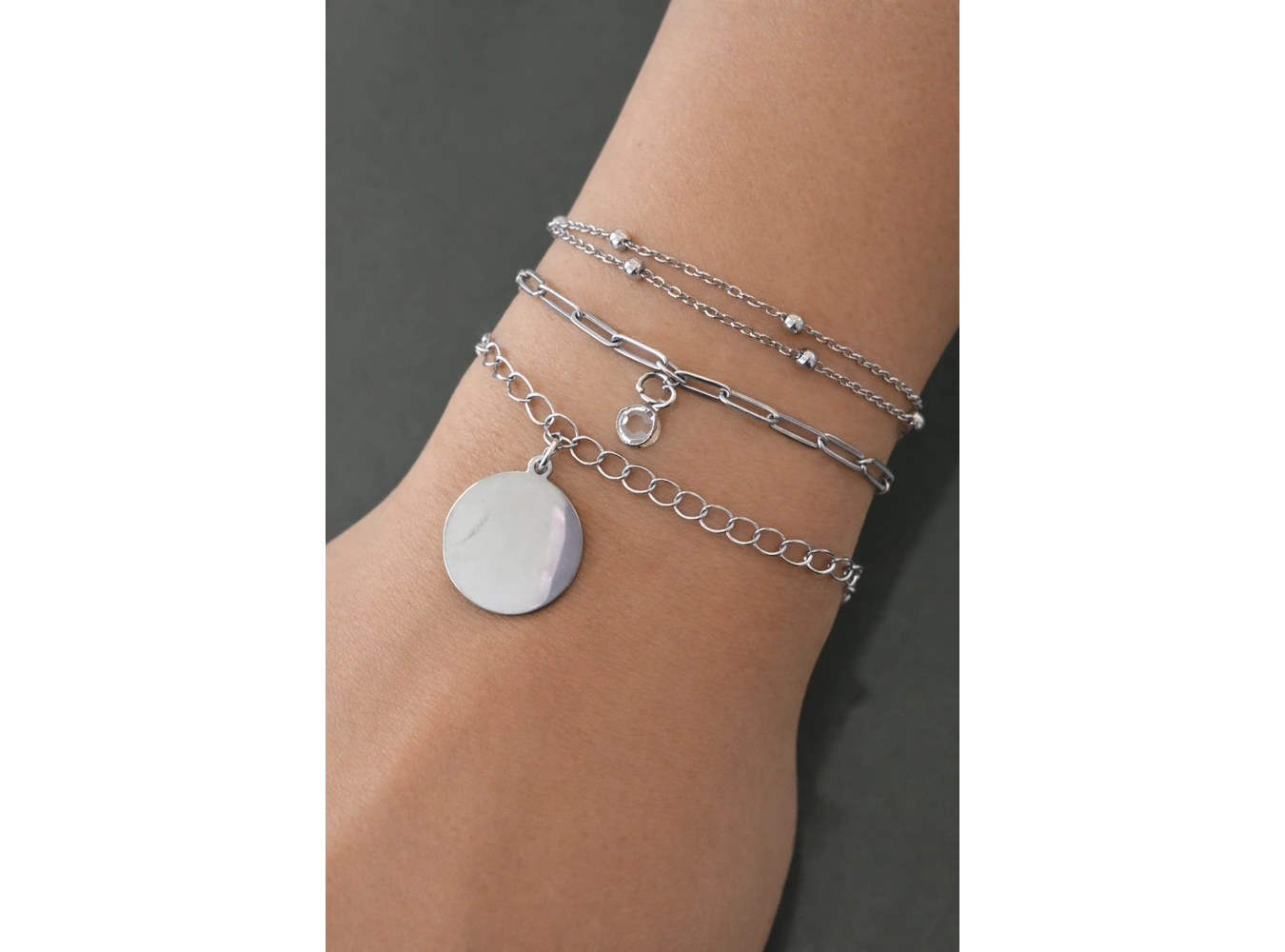 Gümüş Renk 3lü Çelik Bileklik