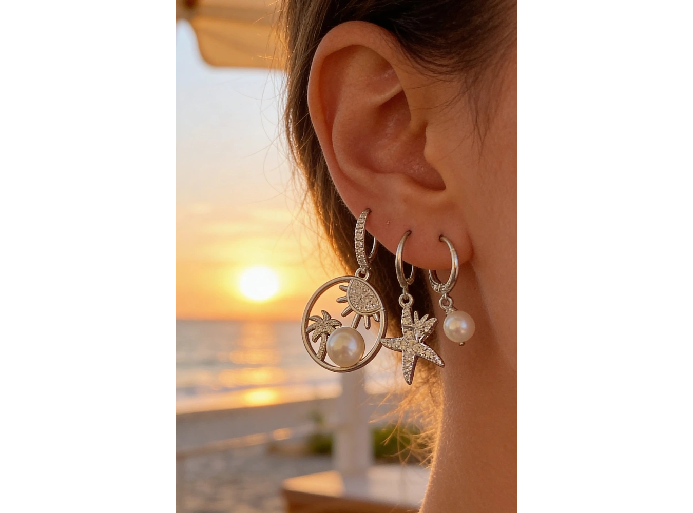 Gümüş Renk 3lü Ysx Küpe Set