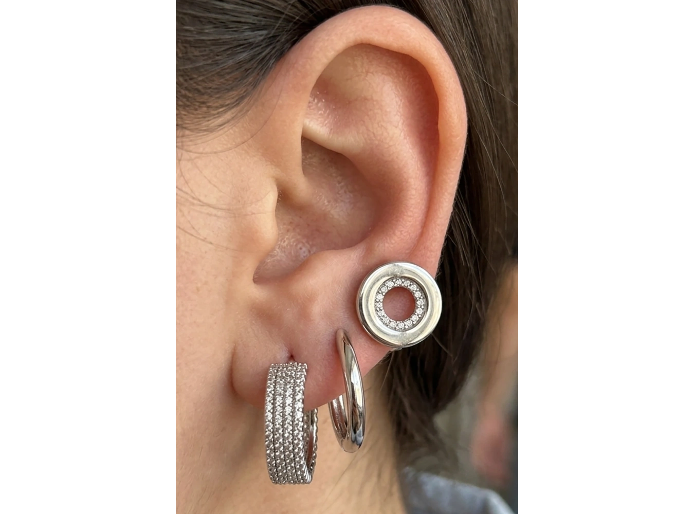 Gümüş Renk 3lü YSX Küpe Set