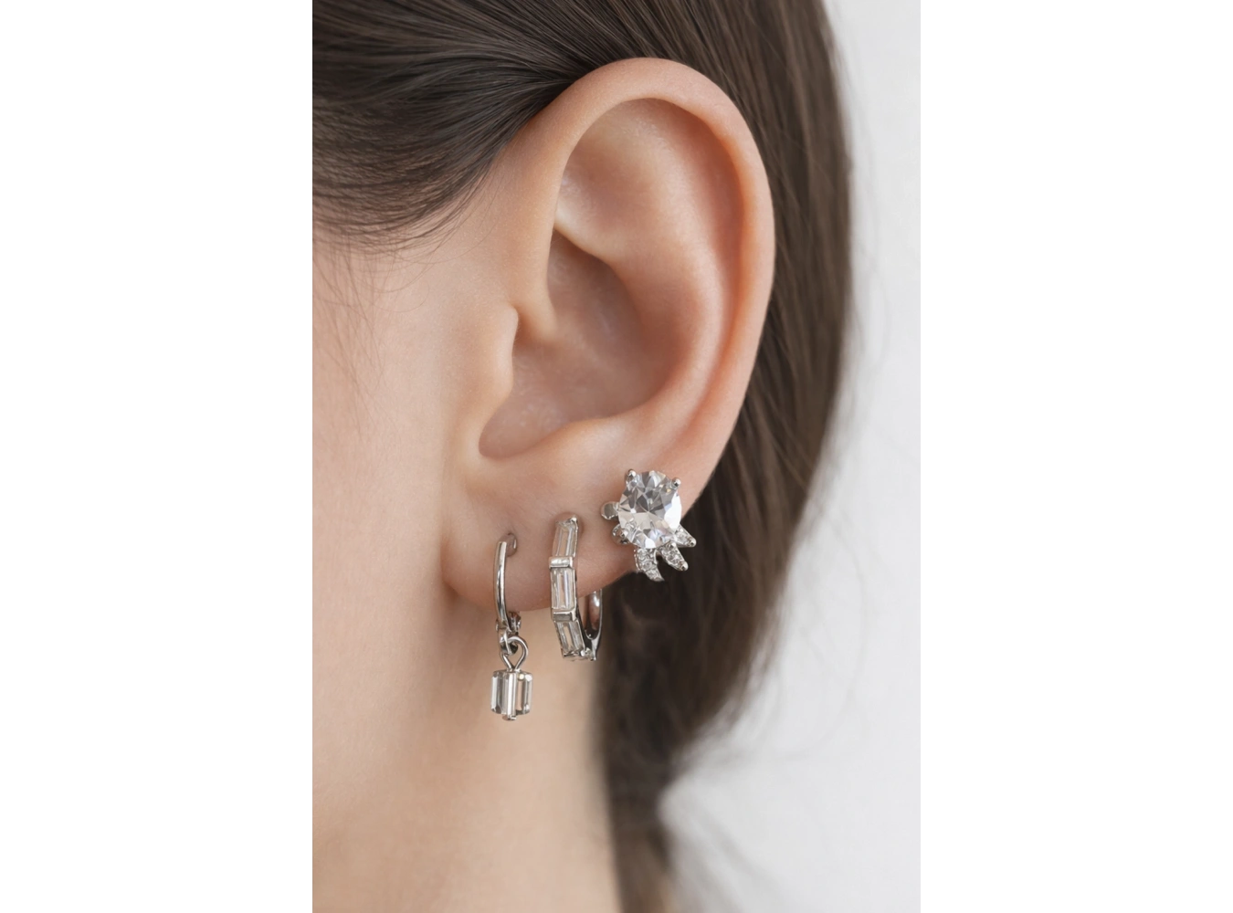 Gümüş Renk 3lü Ysx Küpe Set