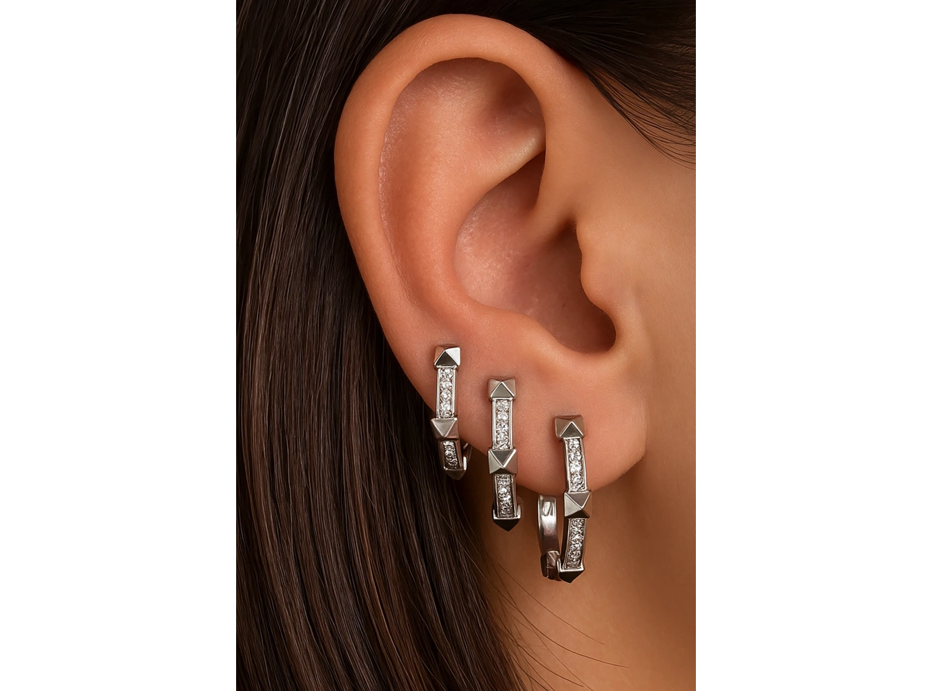 Gümüş Renk 3lü YSX Küpe Set