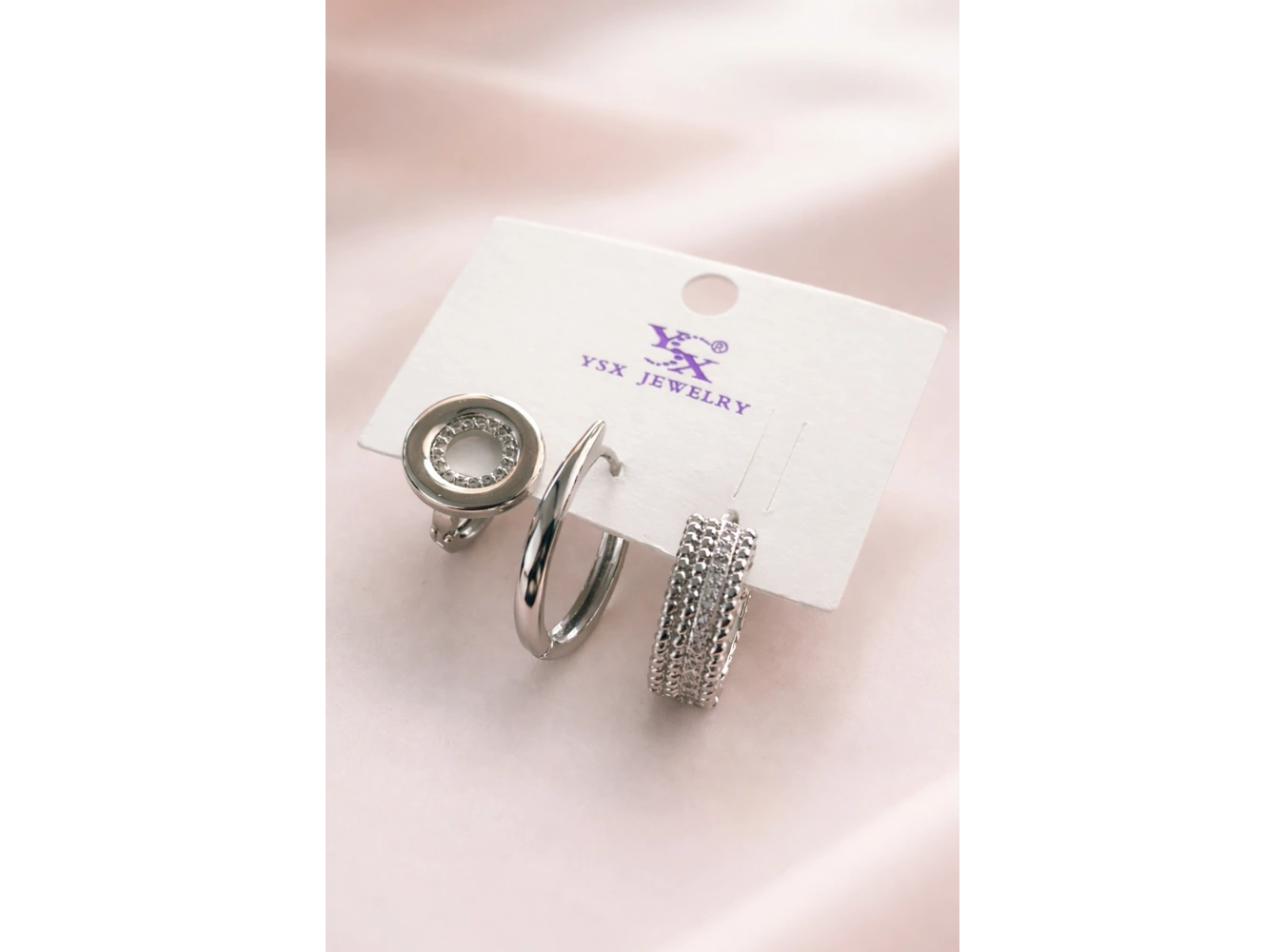 Gümüş Renk 3lü YSX Küpe Set