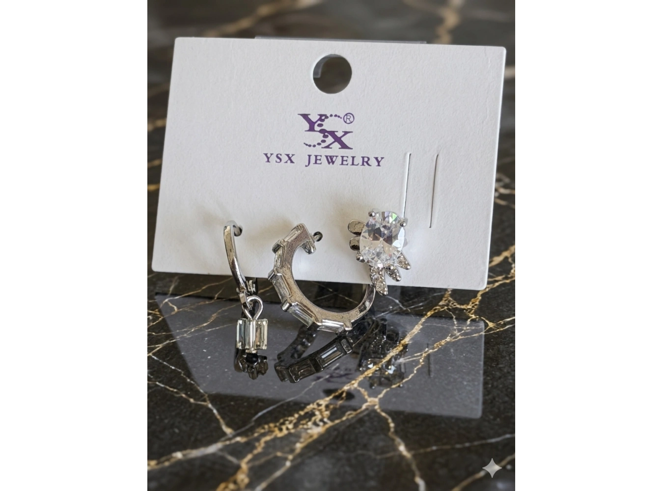 Gümüş Renk 3lü Ysx Küpe Set