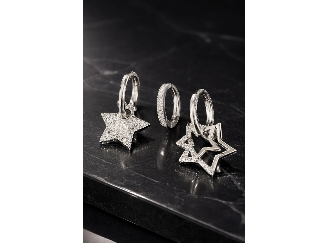 Gümüş Renk 3lü Ysx Küpe Set