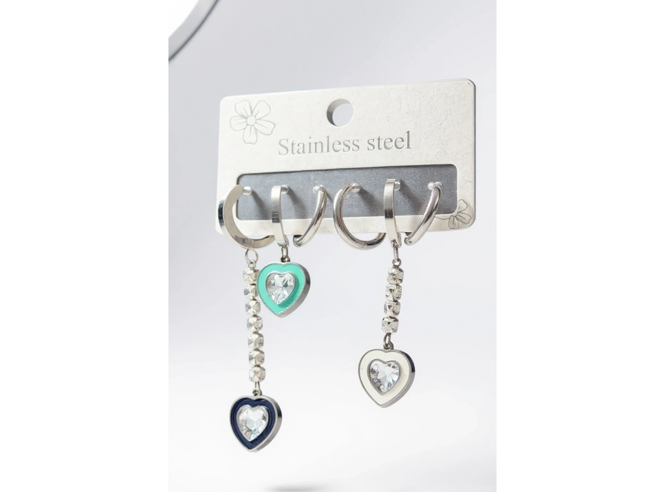 Gümüş Renk 6lı Çelik Küpe Set