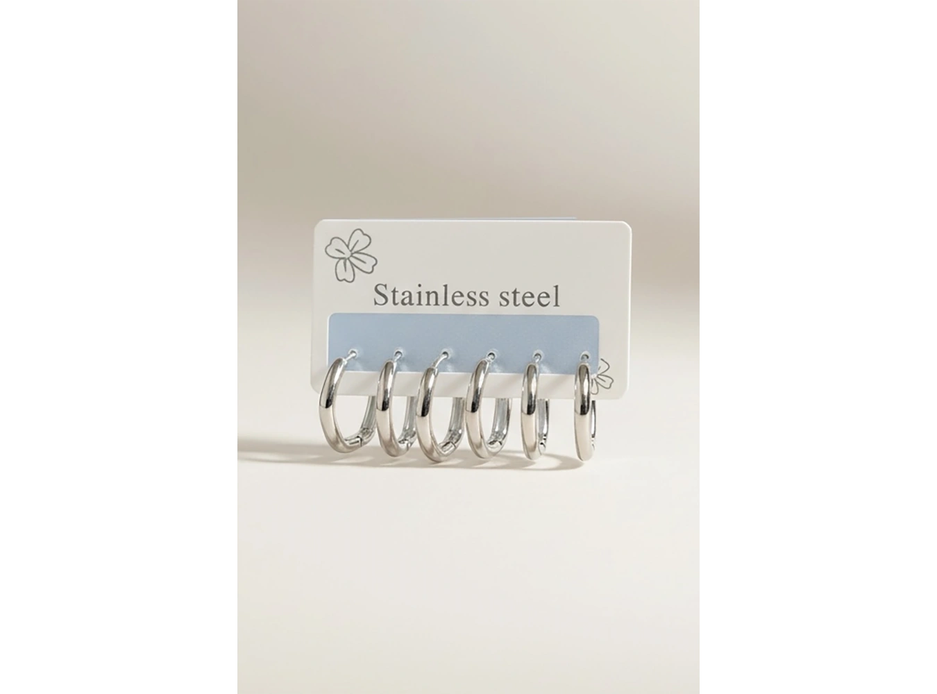 Gümüş Renk 6lı Halka Çelik Küpe Set