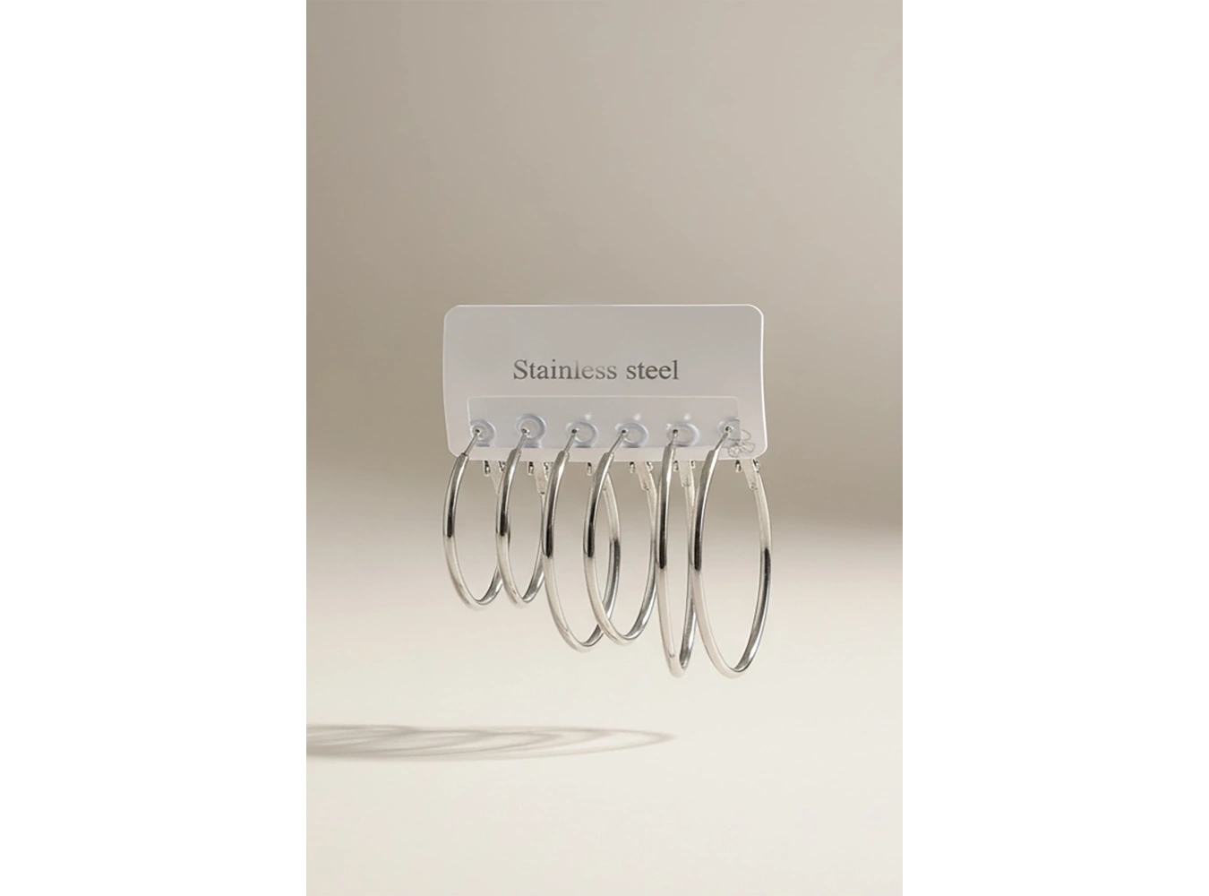 Gümüş Renk 6lı Halka Detaylı Çelik Küpe Set