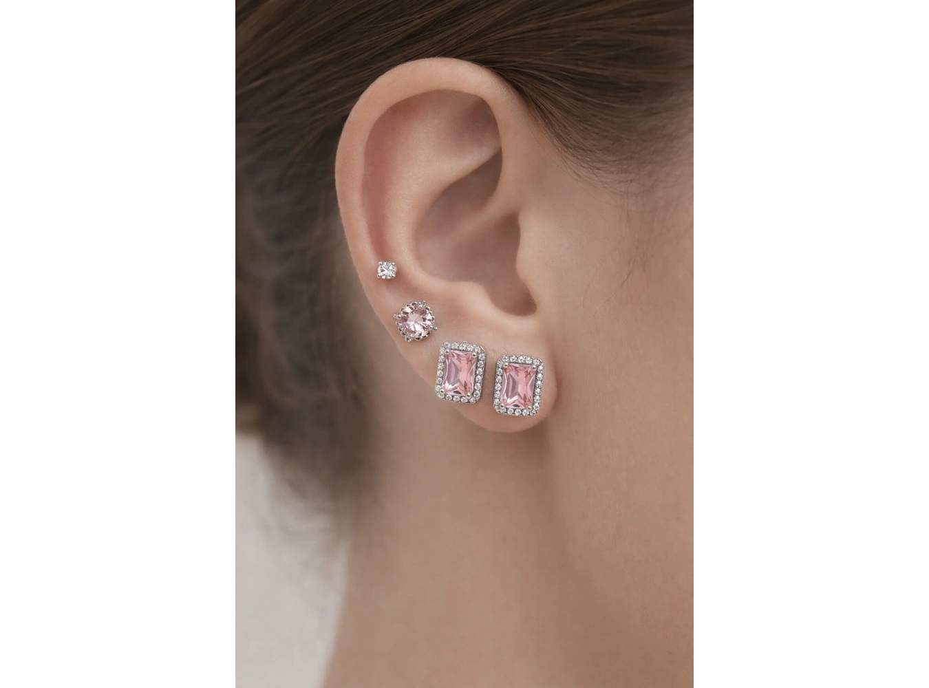 Gümüş Renk 6lı Taş Detaylı Set Küpe