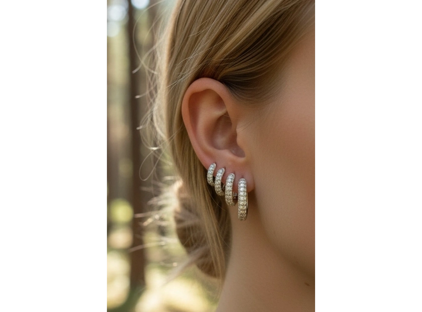 Gümüş Renk 6lı Taş Detaylı TX 14K Altın Kaplama Küpe Set