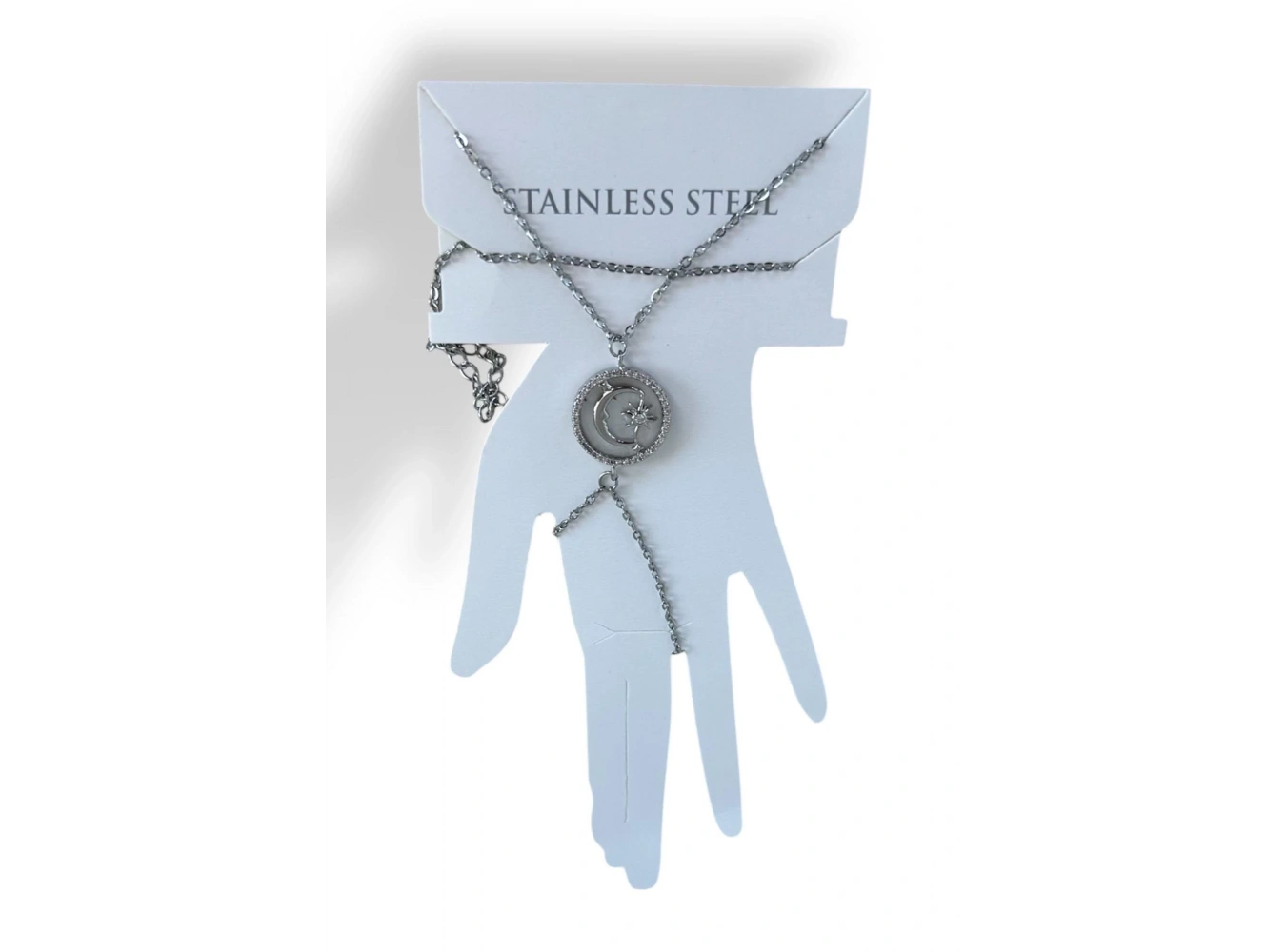 Gümüş Renk Ay Ve Yıldız Figürlü Taş Detaylı Çelik Şahmeran