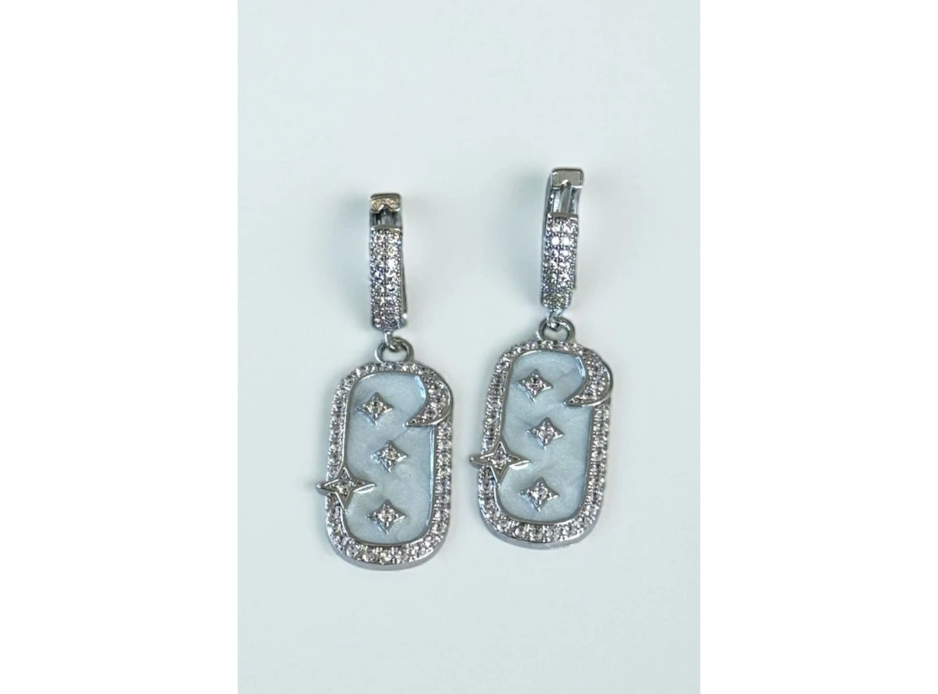 Gümüş Renk Ay Ve Yıldız Figürlü Taş Detaylı Küpe (Çift)