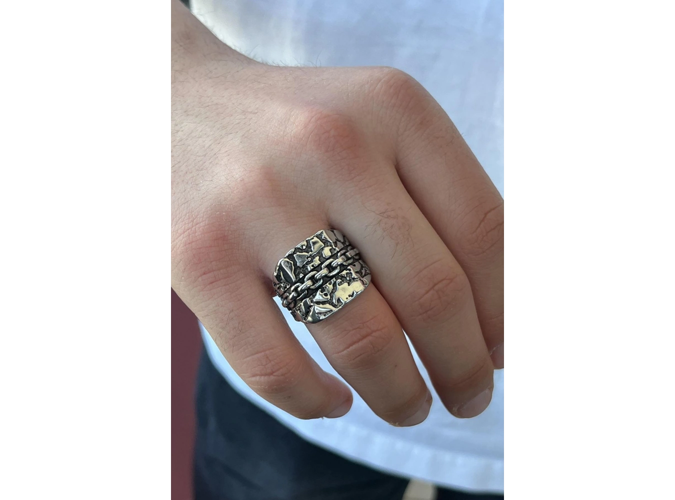 Gümüş Renk Ayarlanabilir Çelik Erkek Yüzük