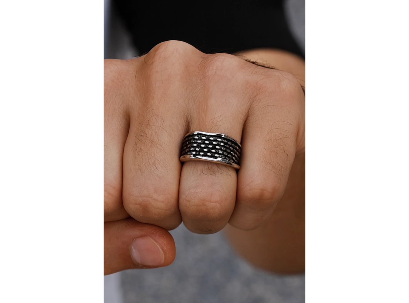 Gümüş Renk Ayarlanabilir Çelik Erkek Yüzük