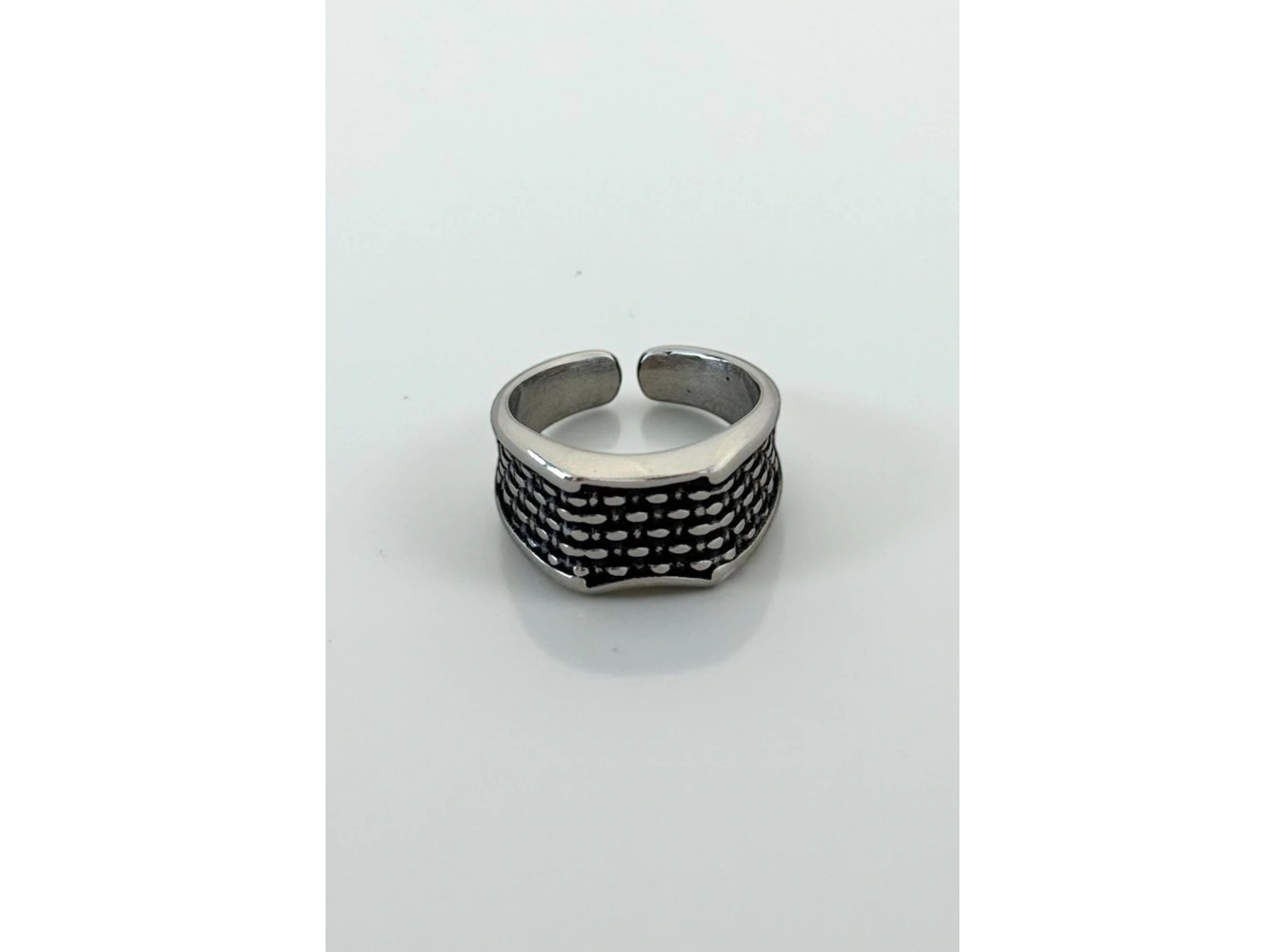 Gümüş Renk Ayarlanabilir Çelik Erkek Yüzük