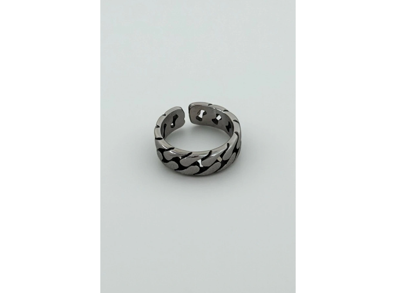 Gümüş Renk Ayarlanabilir Çelik Erkek Yüzük