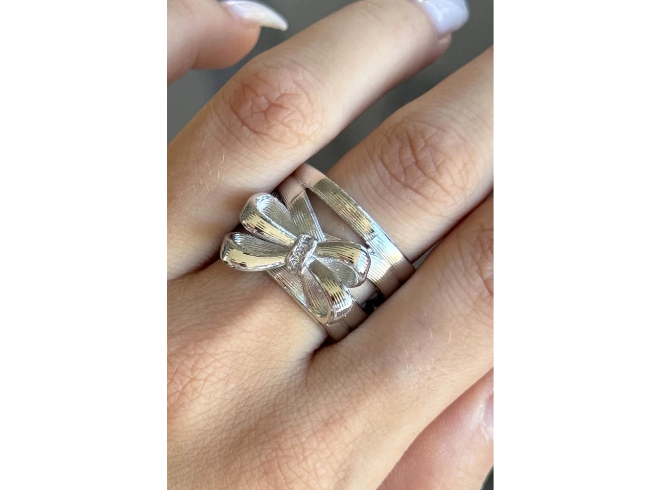 Gümüş Renk  Ayarlanabilir Çelik Yüzük