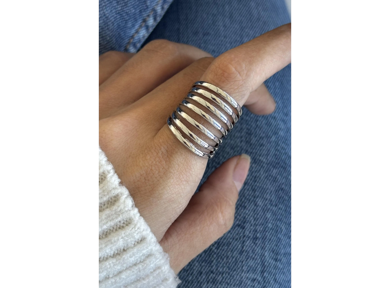 Gümüş Renk Ayarlanabilir Çelik Yüzük