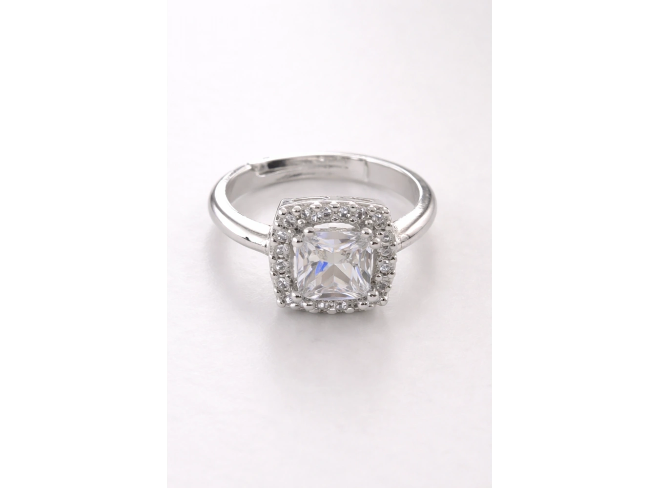 Gümüş Renk Ayarlanabilir Tektaş Yüzük