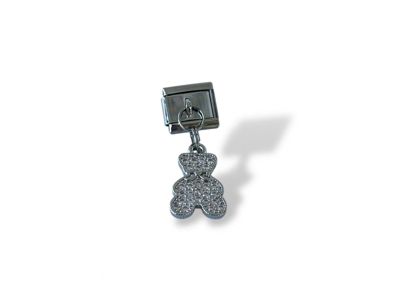 Gümüş Renk Ayıcık Figürlü Taş Detaylı Çelik Nomination Charm (Tek)