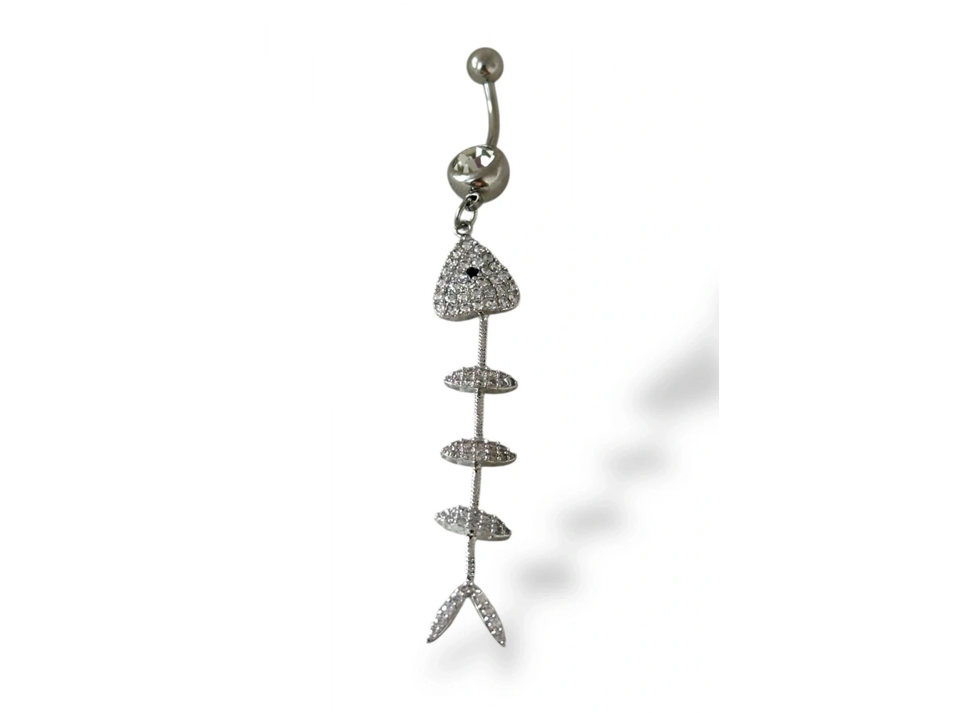 Gümüş Renk Balıık Kılçığı Figürlü Cerrahi Çelik Göbek Piercing