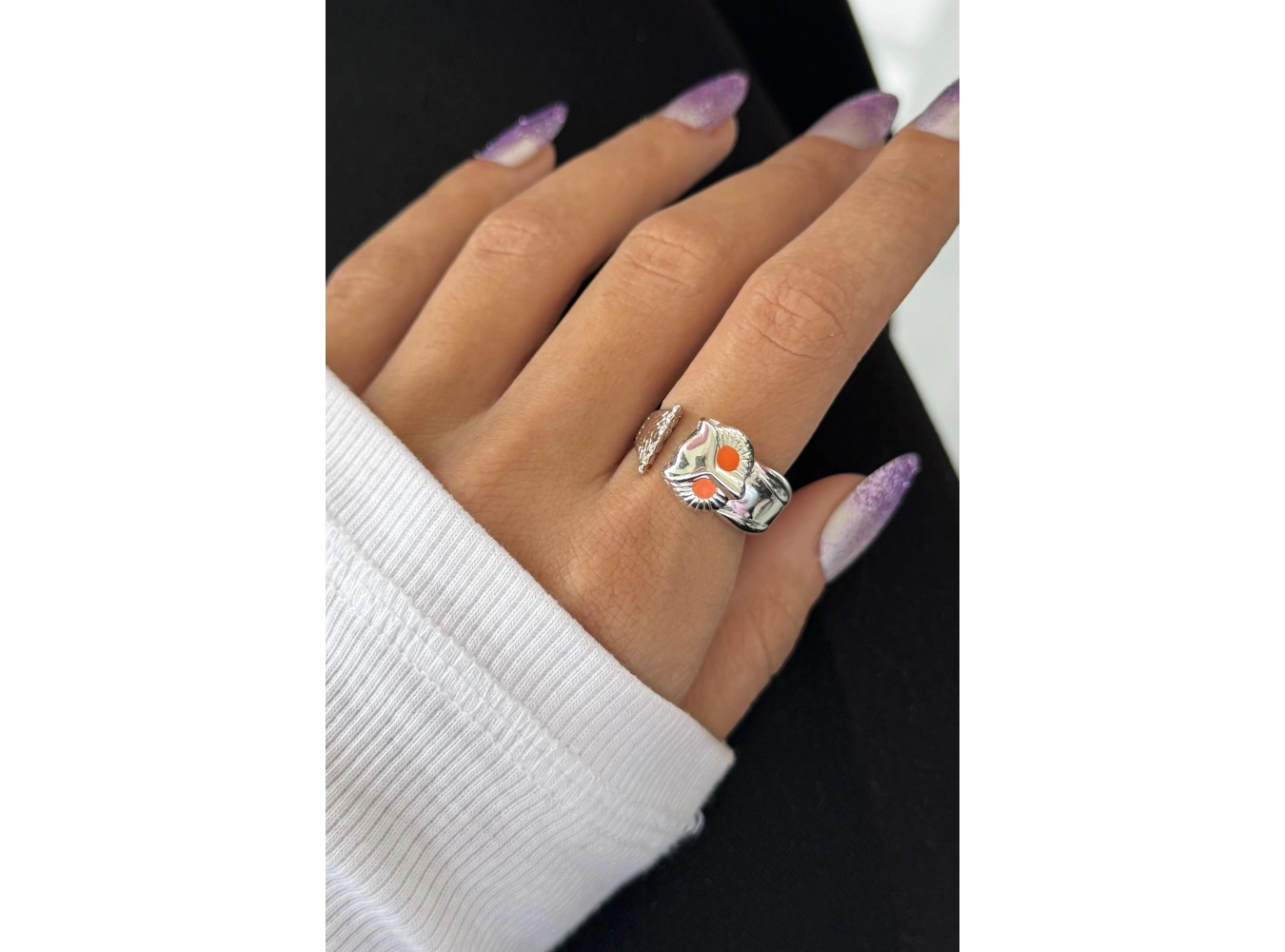 Gümüş Renk Baykuş Figürlü Metal Ayarlanabilir Yüzük