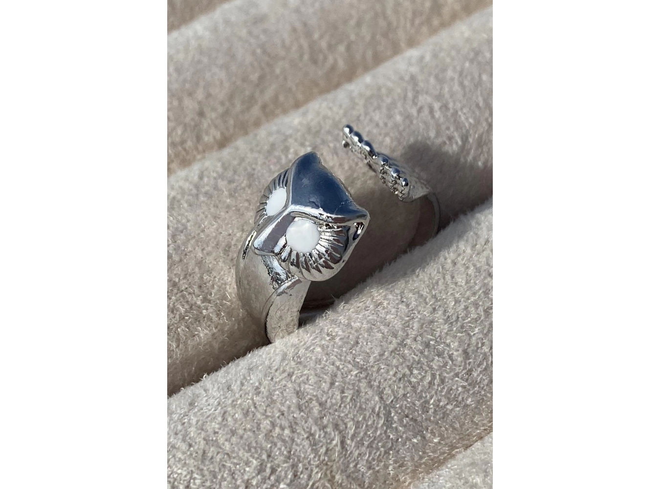 Gümüş Renk Baykuş Figürlü Metal Ayarlanabilir Yüzük