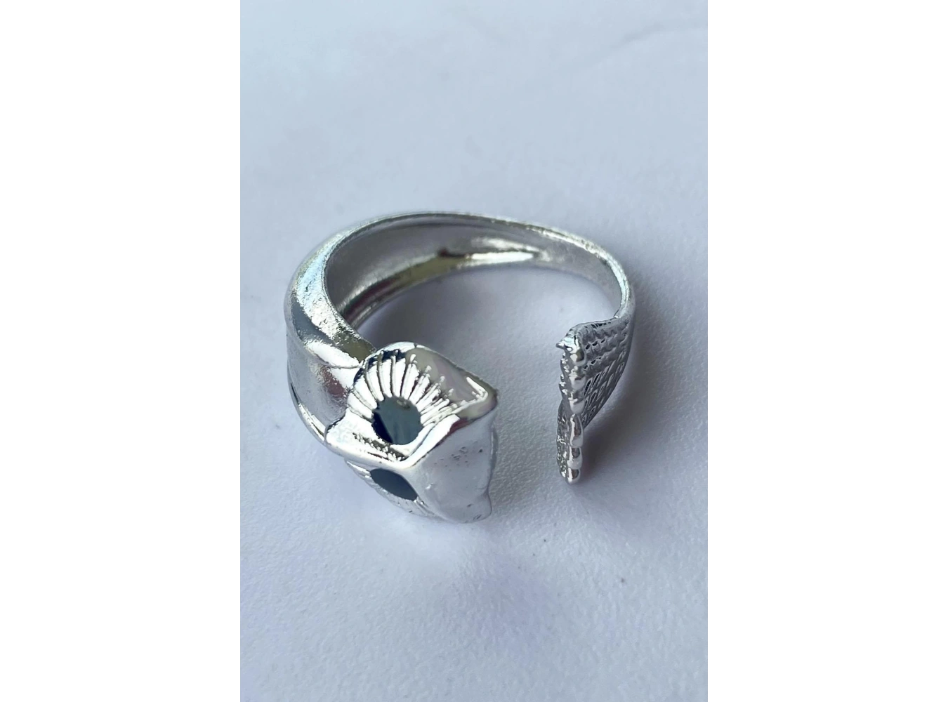 Gümüş Renk Baykuş Figürlü Metal Ayarlanabilir Yüzük