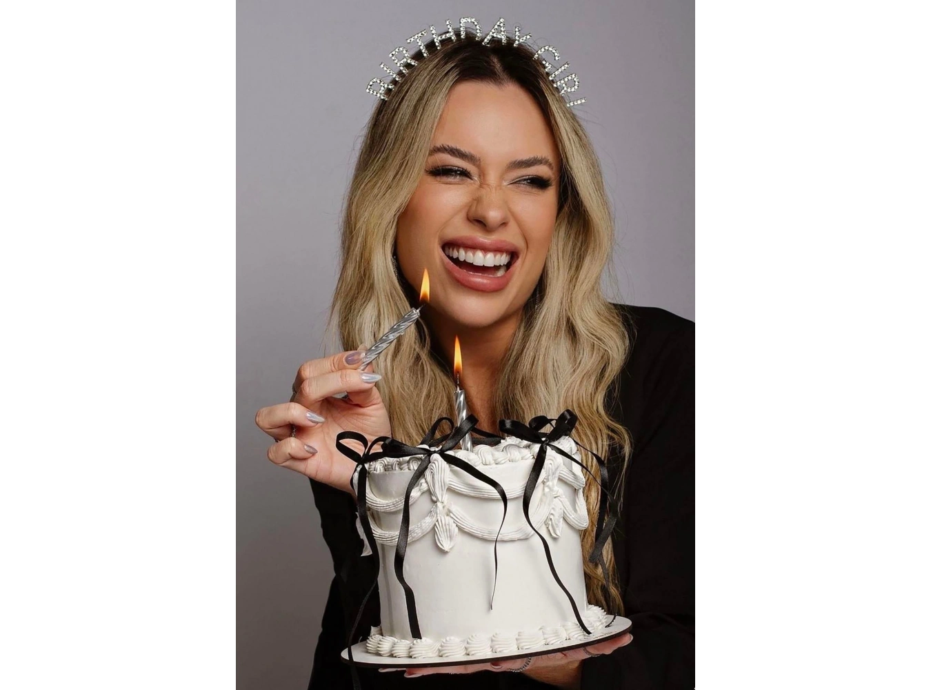 Gümüş Renk Birthday Princess Yazılı Taç