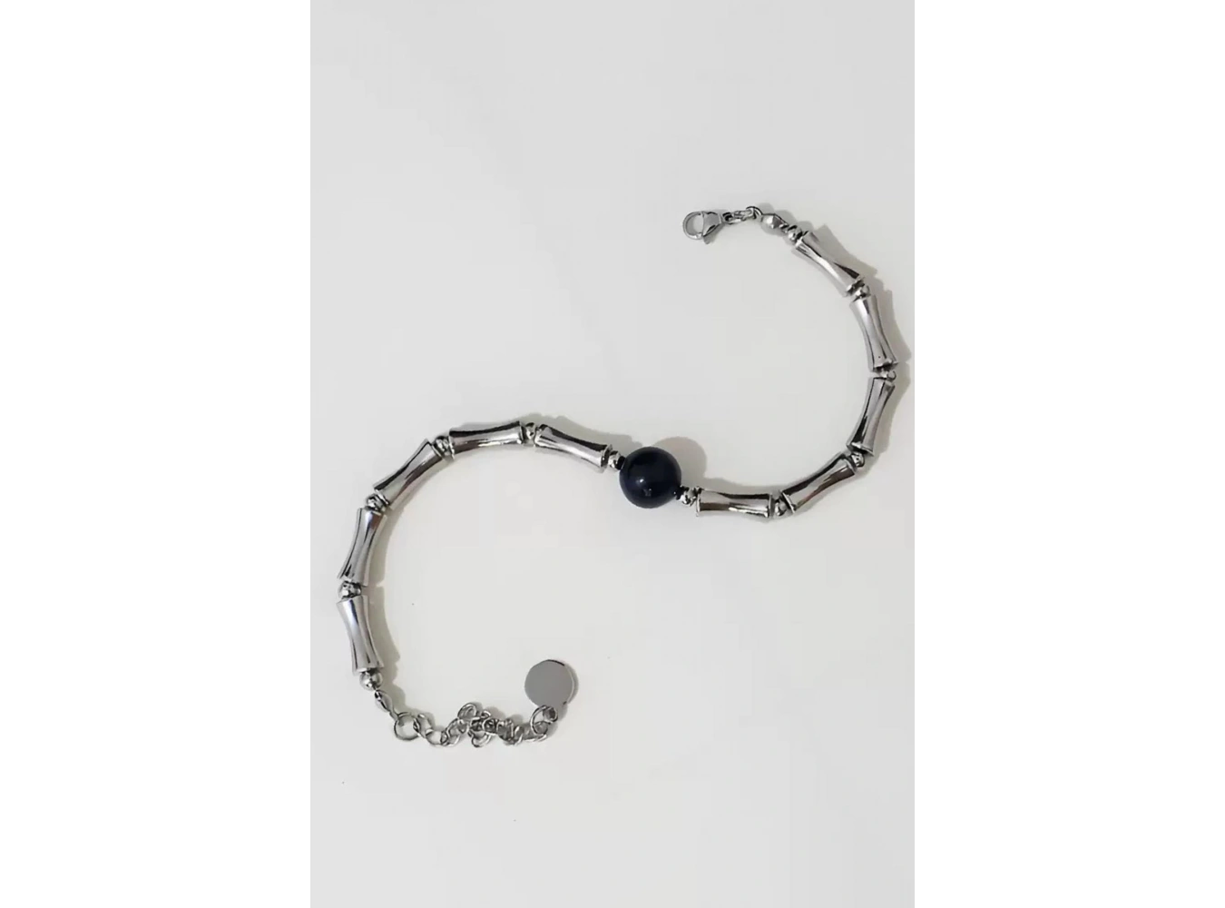 Gümüş Renk Boncuk Detaylı Çelik Erkek Bileklik