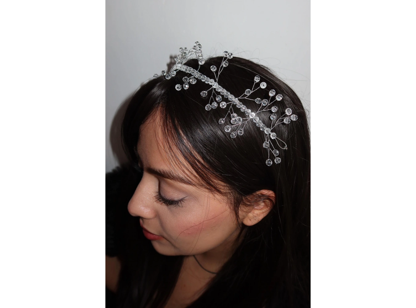 Gümüş Renk Boncuk Detaylı Saç Aksesuarı/ Alınlık