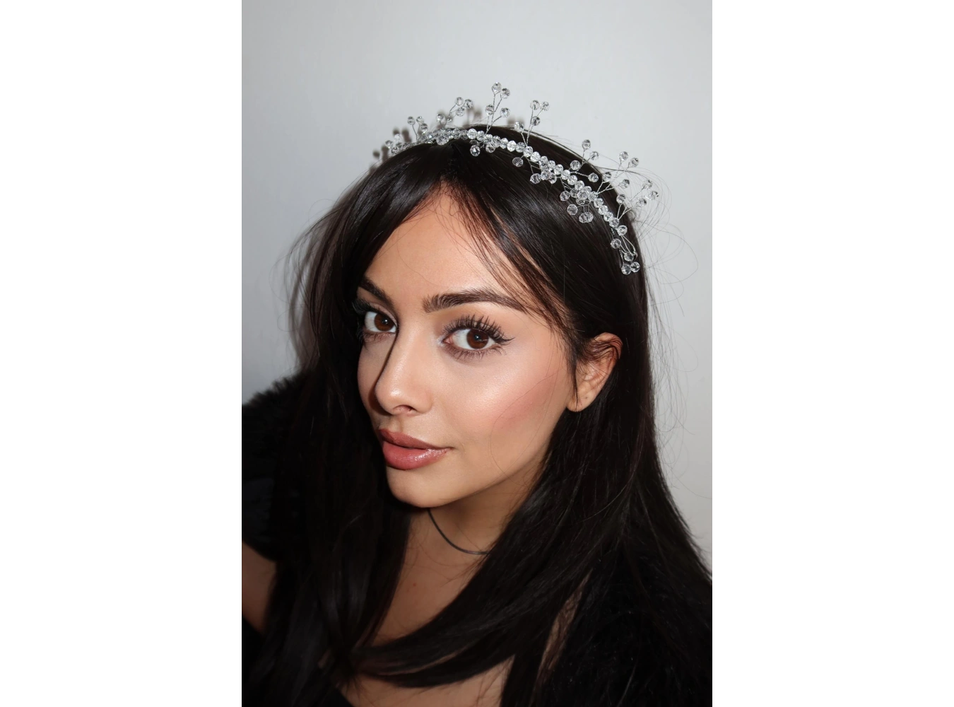 Gümüş Renk Boncuk Detaylı Saç Aksesuarı/ Alınlık