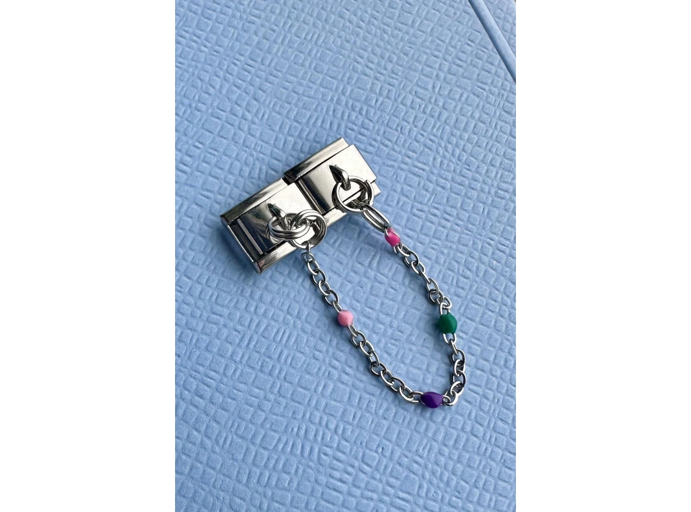 Gümüş Renk Boncuk Figürlü Çelik Nomination Charm (Çift)