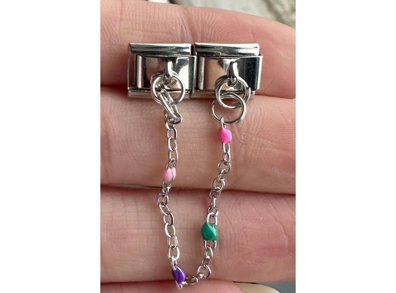 Gümüş Renk Boncuk Figürlü Çelik Nomination Charm (Çift)