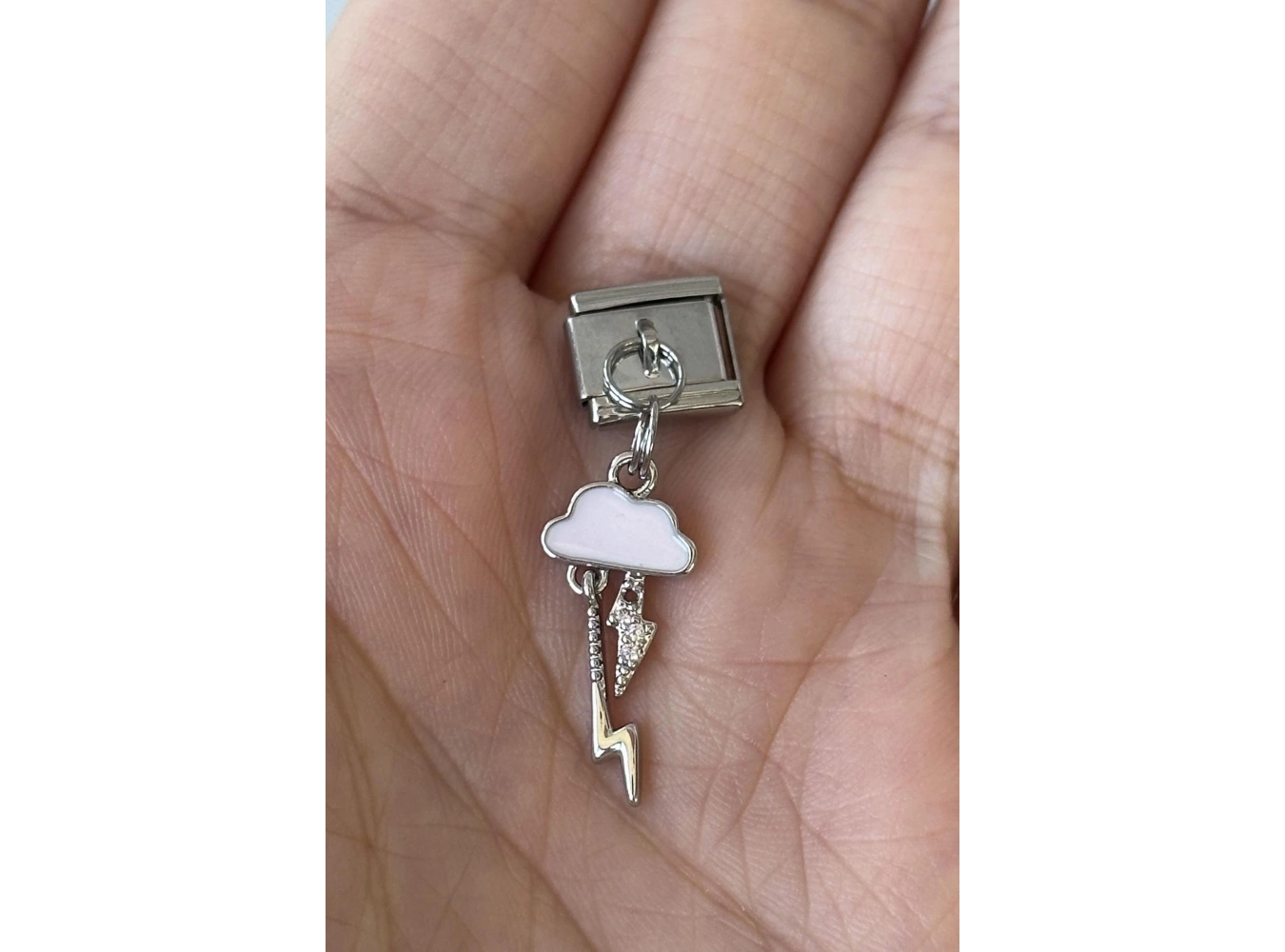 Gümüş Renk Bulut Ve Şimşek Figürlü Çelik Nomination Charm (Tek)