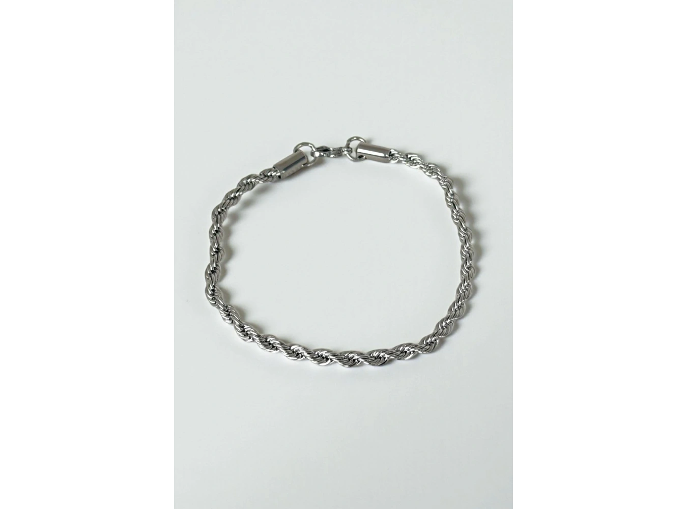 Gümüş Renk Burgu Detaylı Çelik Erkek Bileklik