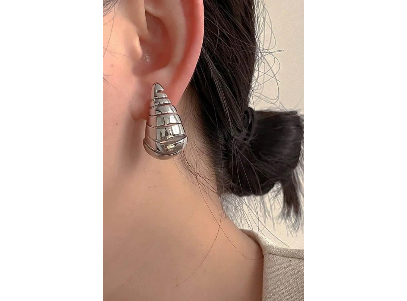 Gümüş Renk Çelik Bottega Küpe (Çift)