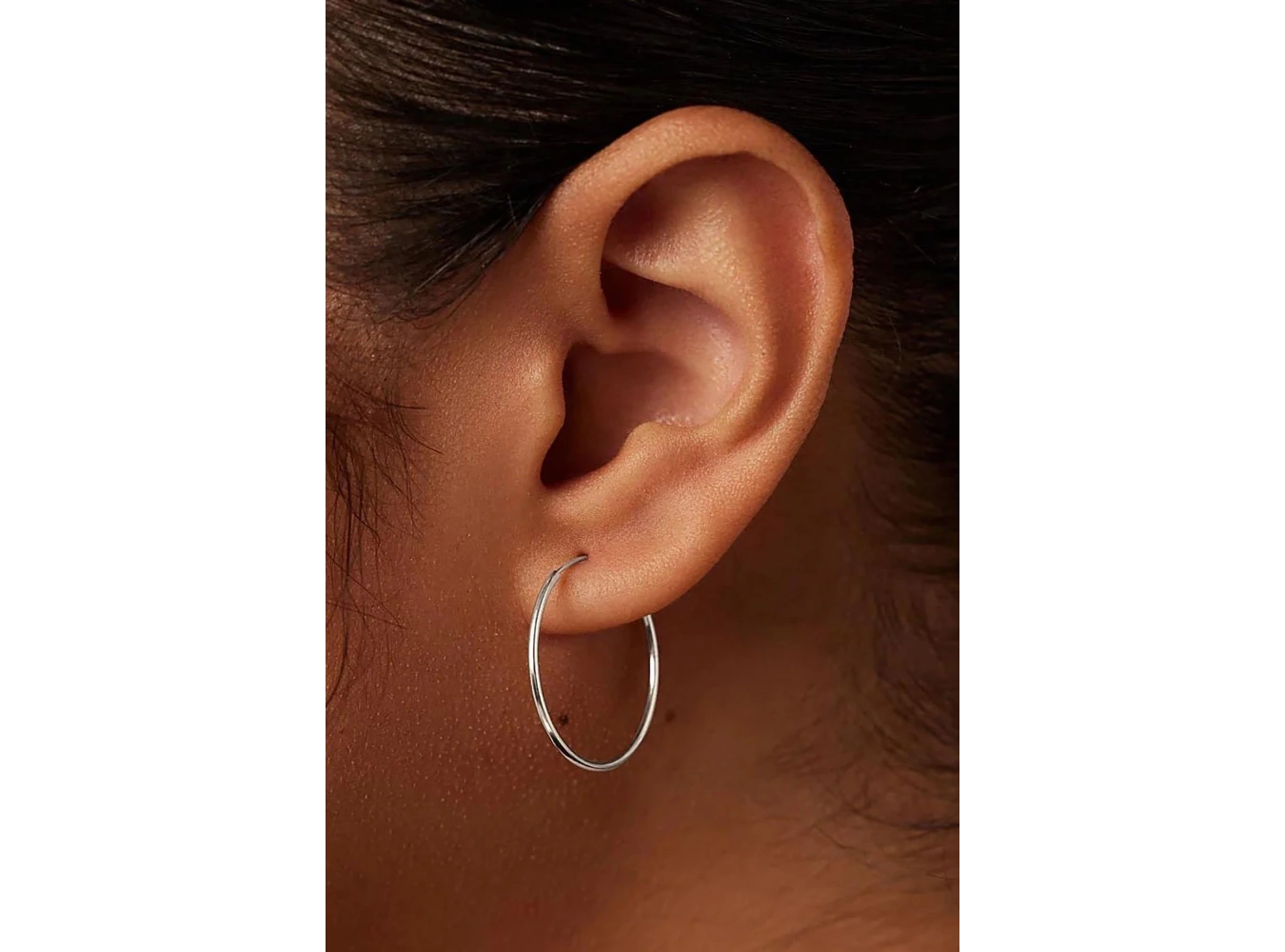 Gümüş Renk Çelik Halka Küpe 25Mm (Çift)