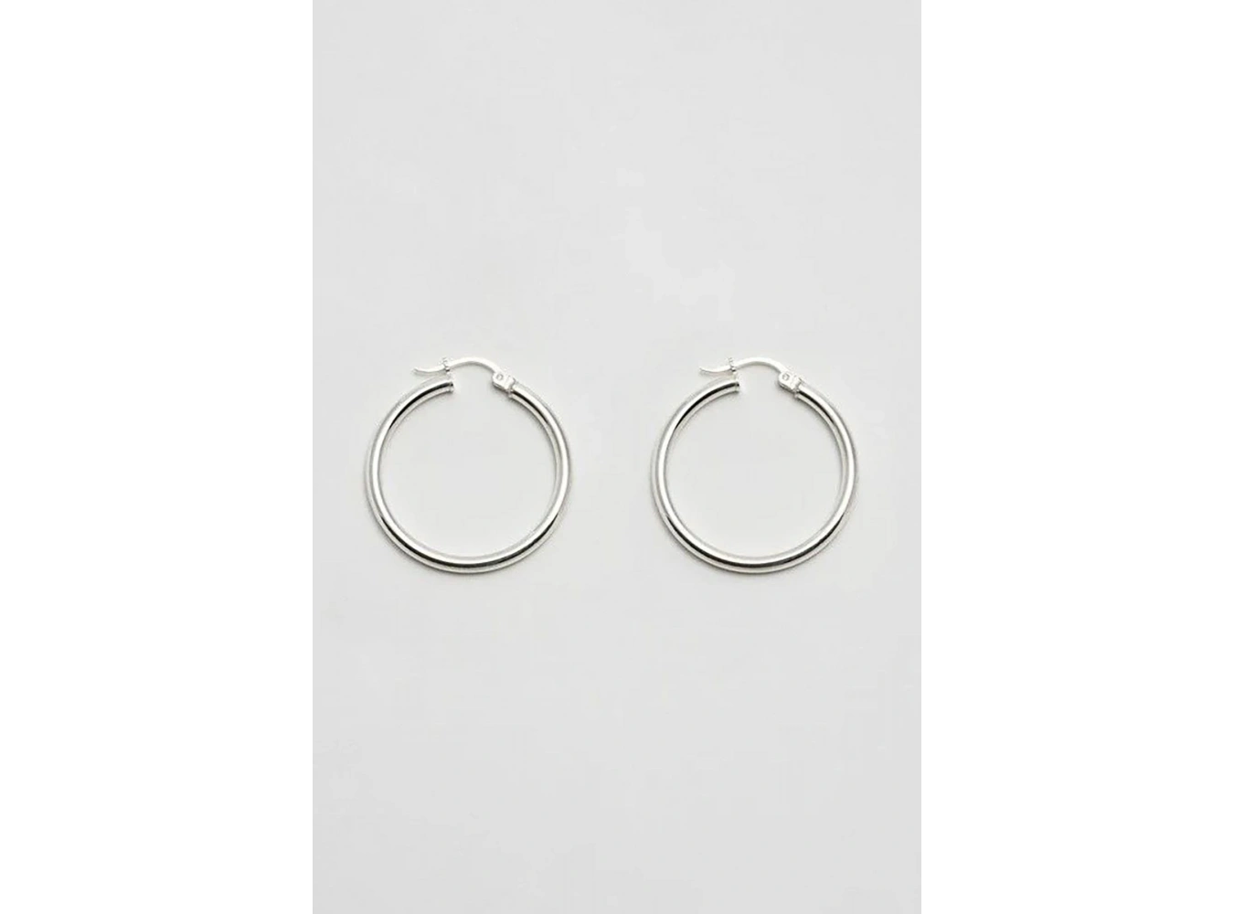 Gümüş Renk Çelik Halka Küpe 25Mm (Çift)