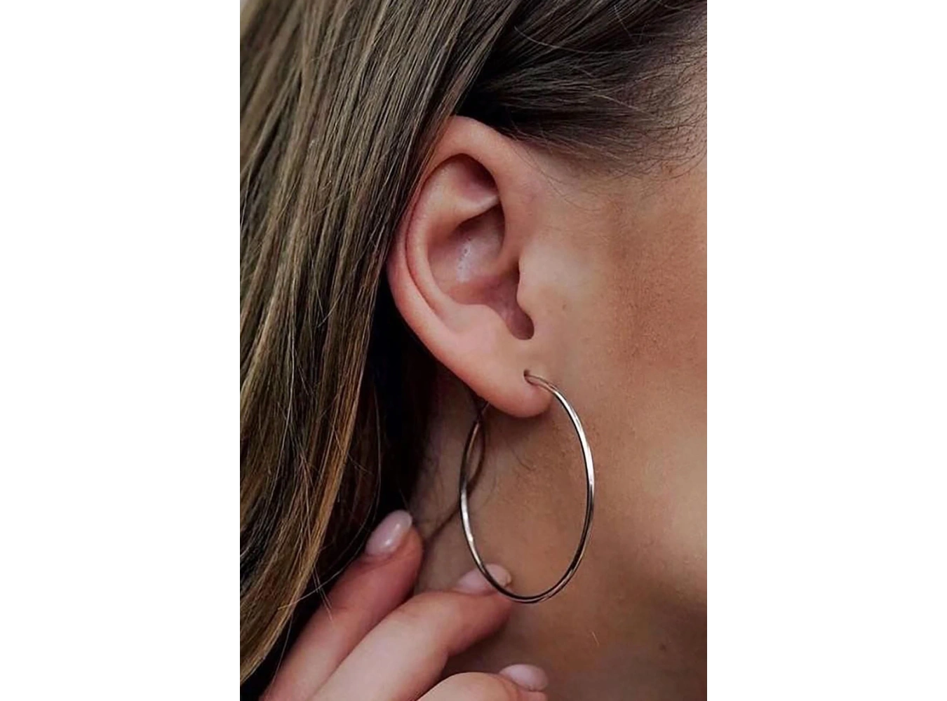 Gümüş Renk Çelik Halka Küpe 40Mm (Çift)