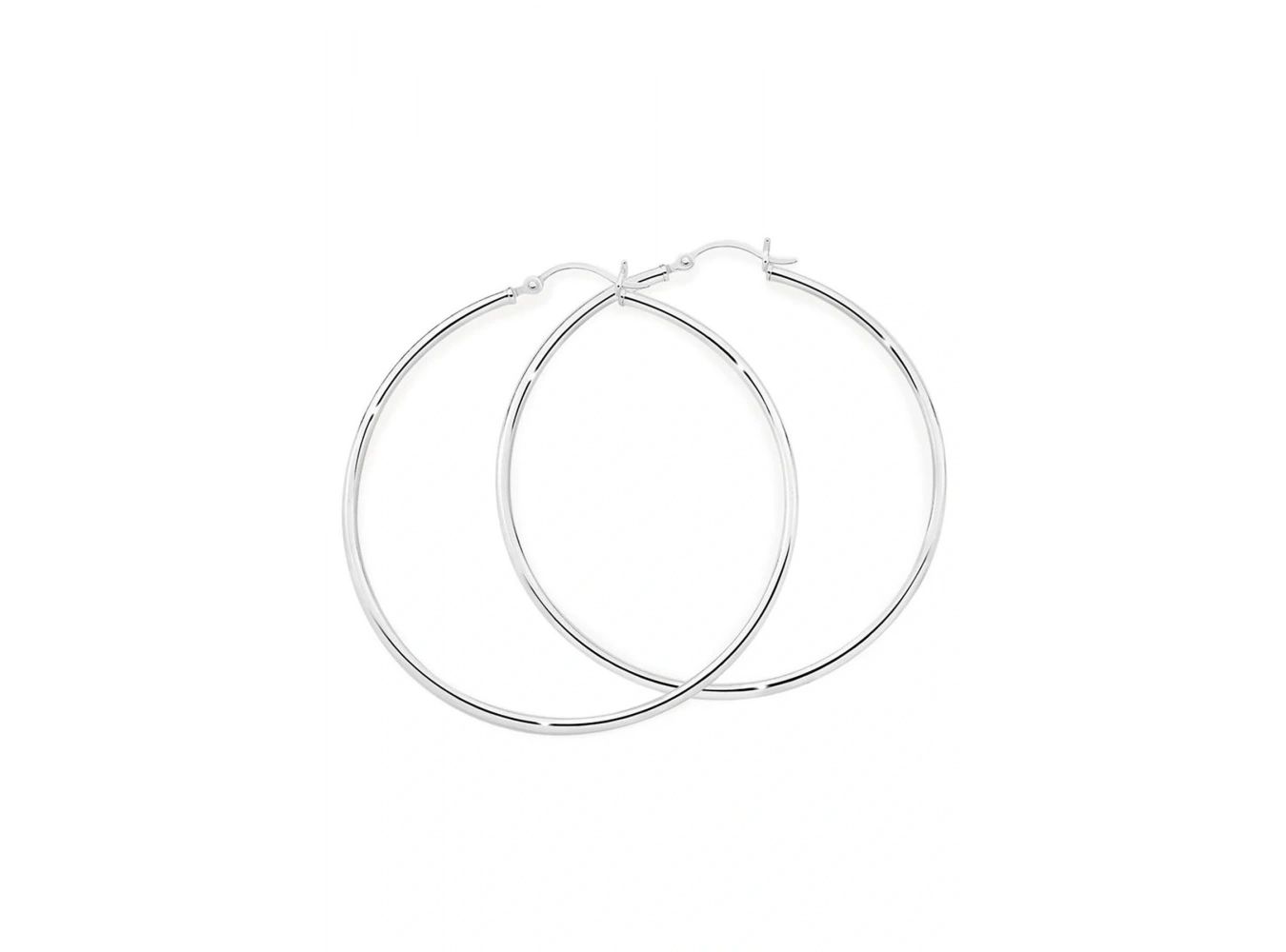 Gümüş Renk Çelik Halka Küpe 40Mm (Çift)