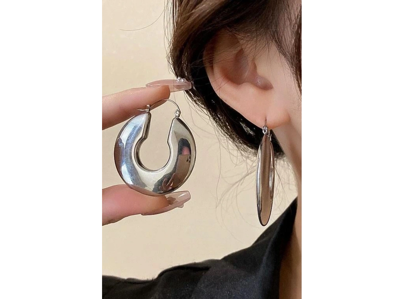 Gümüş Renk Çelik Halka Küpe (Çift)