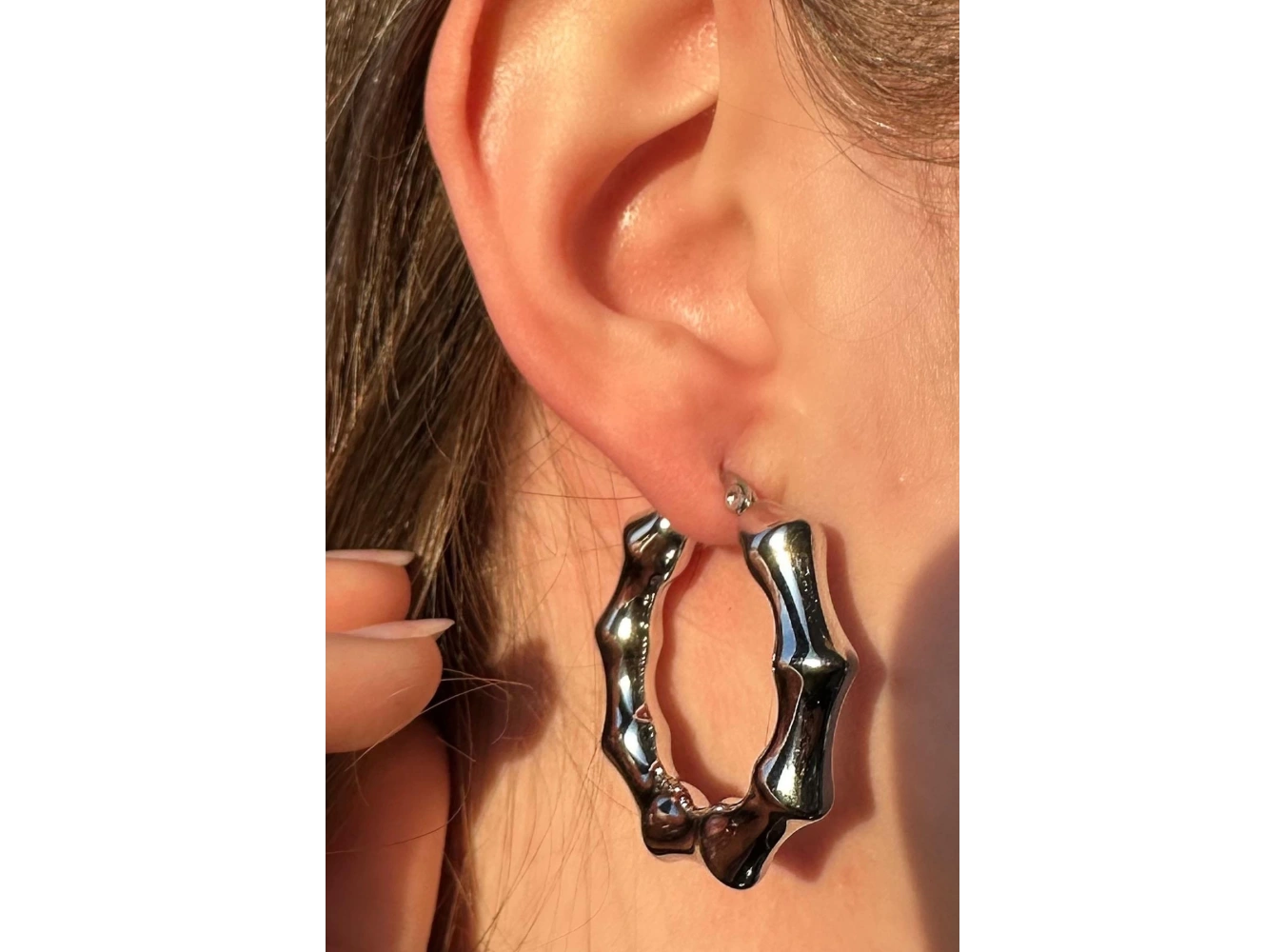 Gümüş Renk Çelik Halka Küpe (Çift)