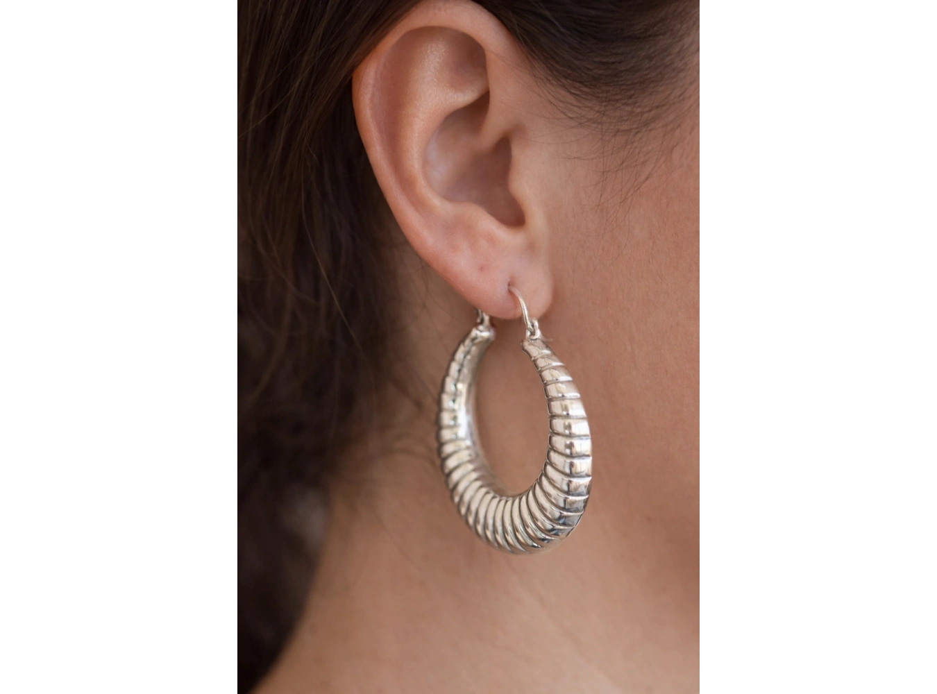 Gümüş Renk Çelik Halka Küpe (Çift)