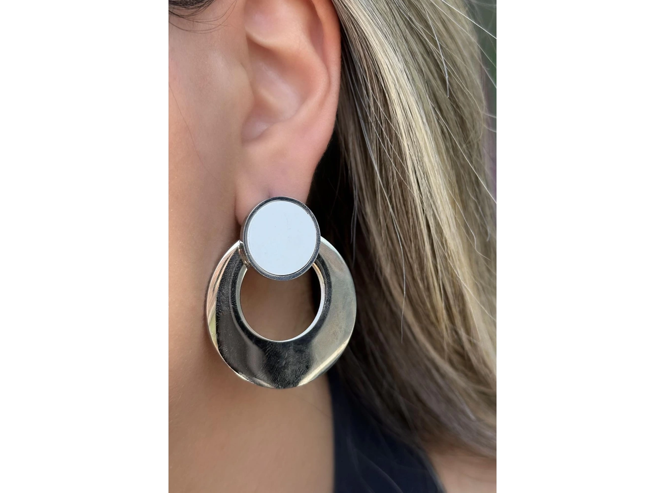 Gümüş Renk Çelik Küpe (Çift)