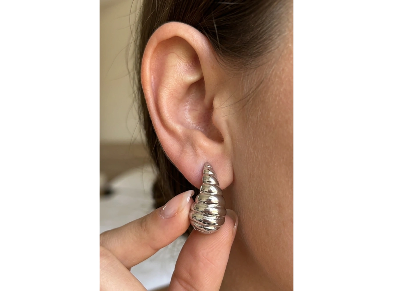 Gümüş Renk Çelik Küpe (Çift)