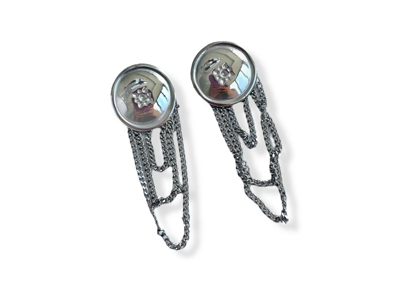 Gümüş Renk Çelik Sallantılı Küpe (Çift)