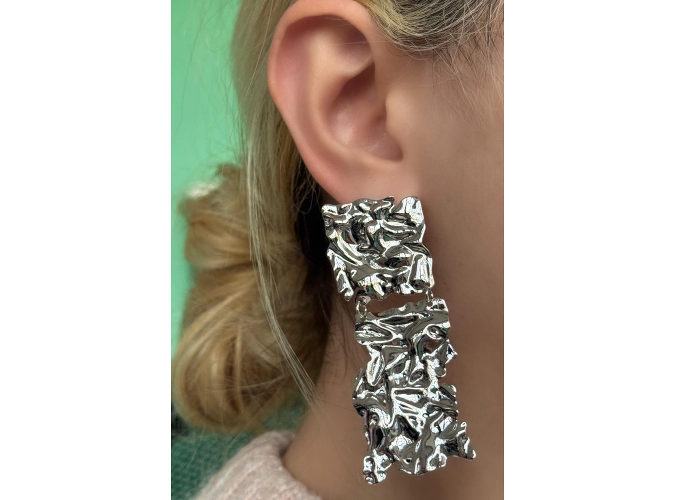 Gümüş Renk Çelik Küpe (Çift)